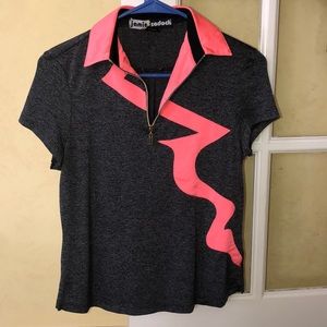 XS Jamie Sadock Grey and Salmon Women’s Golf Polo